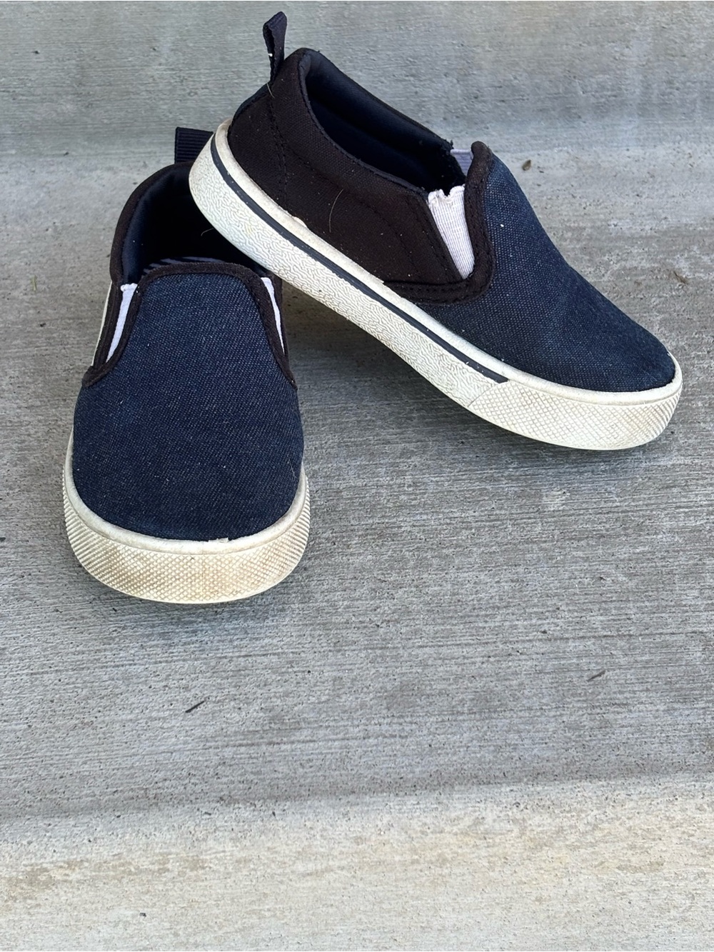 Navy Slip-On Canvas Sneakers with White Soles- Kid